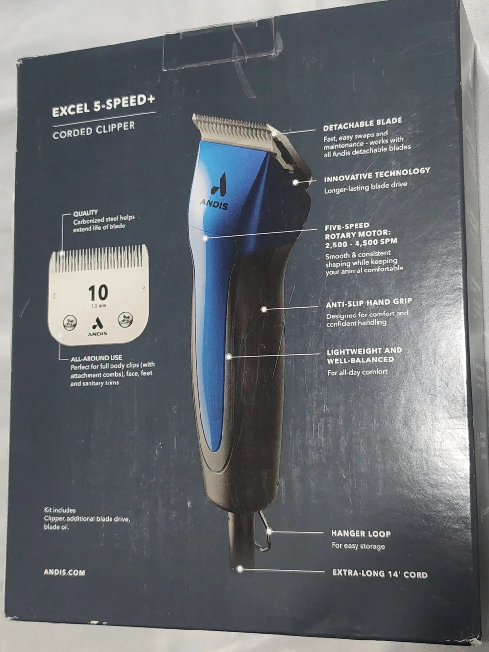 Andis 68520 Excel Professional 5-Speed Detachable Blade Clipper Kit - Animal/Dog
